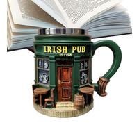 Tazas De Café Novedosas | Novedad 300 ml Resina 3D Decoración de Escritorio,Taza Graciosa De Pub Para Cerveza Y Té,Para Té Leche Cerveza Bebida Bebida Hogar Oficina Viaje Bar Día De San Patricio Navid