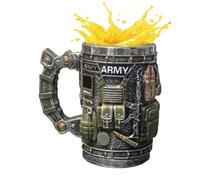 Tazas de café novedosas - Vasos temáticos de soldado - Gran capacidad de acero inoxidable con patrón grabado de avión - para mujeres, novio, niño, papá, abuelo, de leche, bebida