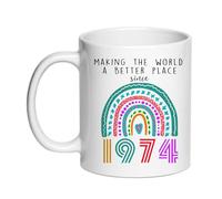 Tazas de café para cumpleaños número 50 - Regalos para mujer de 1974 y 50 cumpleaños, novedad de 325 ml