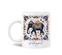 Tazas De Café Porcelana Taza De Desayuno Arte Folclórico Vintage De Elefantes Artísticos Novedad Tazas De Té Para Día De La Madre Abuela Cocina 330Ml