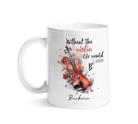 Tazas De Café Porcelana Taza De Desayuno Divertido Violinista Flores Rojas Personalizada Tazas De Té Para Hombre Cocina Desayuno 330Ml