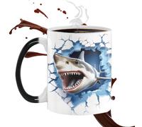 Tazas de café que cambian de calor, taza de que cambia de color | Tazas de té sensibles al calor - Tazas de cerámica con impresión de peces de mar, atractivas tazas de café innovadoras