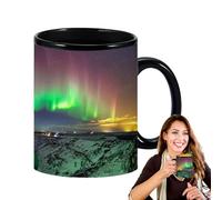 Tazas de café que cambian de color - taza de cerámica cambiante de calor - auroras boreales diseño fresco café té magia cambio de color taza, taza de cerámica para niños niñas hombres mujeres