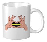 Tazas De Café Sosteniendo Una Bandera Delgada De Línea Amarilla Con Forma De Corazón Tazza Di Latte Hombres Moderna Tazas De Vajilla, Para Café, Oficina, Cocina, 330ml