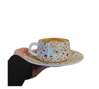 Tazas De Café Taza de café de cerámica con puntos de molienda de piedra de colores retro de 250 ml, taza de té de la tarde for el hogar, platillo, juegos de tazas y platos de alta belleza Para Café