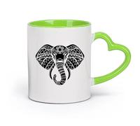 Tazas de Café, Té y Café Adorno animal hindú del dios elefante de la India （11oz/320ml） Regalo divertido para amantes del café, mejores amigos del trabajo, compañeros de trabajo y amigos Verde