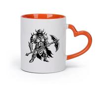 Tazas de Café, Té y Café Un vikingo de dibujos animados con un hacha grande （11oz/320ml） Regalo divertido para amantes del café, mejores amigos del trabajo, compañeros de trabajo y amigos Naranja