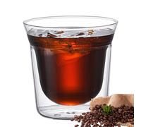 Tazas De Café Vidrio: Taza Cafés Vidrio Moderno, Bebida Caliente | Camas Copas Gafas Resistentes Al Calor Transparente, Vino Aislado Duradero Para Café, Té, Whisky, Cócteles Y La Mayoría Las Bebidas