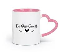 Tazas de cerámica blancas Be Our Guest Be Our Guest Letrero de bienvenida para huéspedes de la habitación (11 oz/320 ml) Café, té, café con leche, leche, cacao, jugo y otras bebidas calientes Rosa