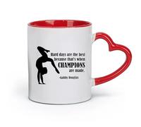 Tazas de cerámica duraderas con la frase "Los días difíciles son los mejores" y el logotipo de Gymnasticsnasiumnast para sala de juegos deportiva (11 oz/320 ml) aptas para microondas en color rojo.
