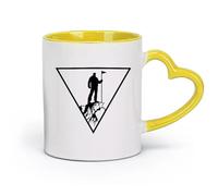 Tazas de cerámica duraderas Escalador de roca Alpinismo Escalador de montaña Extremo （11oz/320ml） Perfectas para cocinas, restaurantes y cafés, gran idea de regalo Amarillo