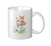 Tazas De Cerámica Lindo Zorro De Dibujos Animados Montado En Una Cebra Tazza Di Latte Hombres Mujeres Tazas De Té, Para Deportista, Café, Cocina, 330ml