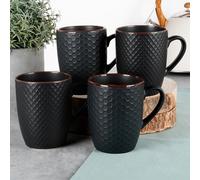 Tazas de Cerámica Negras 400 ml 4 unidades.