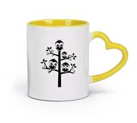 Tazas de cerámica para café, té, café, tazas, vivero, árbol, pájaros (320 ml), perfectas para cocinas, restaurantes y cafeterías, gran idea de regalo, color amarillo