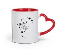 Tazas de cerámica para café y té con frases "Sueños, grandes y pequeños", "Luna y estrellas", "Habitación de bebé" (320 ml) para el hogar o el trabajo, color rojo