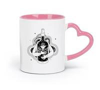 Tazas de cerámica para chocolate caliente Dibujo a mano de un hombre atrapado en una botella de vino (11 oz/320 ml) Ideal para el hogar, la oficina, los cafés, ideas de regalo Rosa