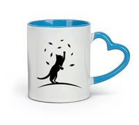 Tazas de cerámica para el hogar y la oficina, divertidas, con forma de gato, para el hogar, para niños (320 ml), perfectas para cocinas, restaurantes y cafeterías, una gran idea para regalar. Azul.