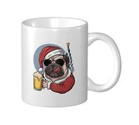 Tazas De Cerámica Perro Sosteniendo Una Cerveza Vestido De Papá Noel Tazza Di Latte Con Mango Mujeres Tazas De Vajilla, Para Oficina, Cumpleaños, Cocina, 330ml