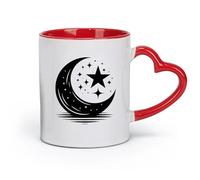 Tazas de cerámica personalizadas con el logotipo de una media luna con estrellas eid al fitr (11 oz/320 ml) para café, sopa, té, leche, café con leche, chocolate caliente, para damas y caballeros.