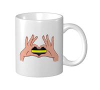 Tazas De Cerámica Sosteniendo Una Bandera Delgada De Línea Amarilla Con Forma De Corazón Tazza Di Latte Moderna Hombres Tazas De Té, Para Hogar, Café, Deportista, 330ml