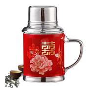 Tazas de cerámica, taza de agua de boda china con tapa, 460 ml, taza de té nostálgica, bebida vintage creativa para parejas, regalo de cumpleaños, decoración del hogar para hombres y mujeres