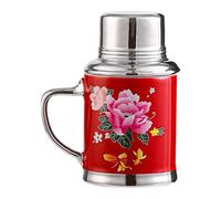Tazas de cerámica, taza de agua de boda china, taza de agua nostálgica con tapa, 460 ml, taza de té vintage inspirada, elegante regalo para parejas, bodas y cumpleaños, 16,38 x 3,46 cm