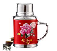 Tazas de cerámica, tazas de cerámica para agua de boda china, hervidor nostálgico de 6.3 x 3.45 pulgadas con tapa, taza de porcelana vintage, regalo creativo para parejas, cumpleaños, hogar