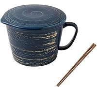 tazas de cerámica, tazas de sopa, 33OZ Mug with Lid,Ceramic Pasta Ramen Bowls with Handle Microwave Noodle Soup Bowl for Student Office Soup Instant Noodles(Dark Blue)