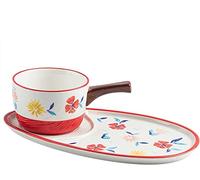 Tazas de desayuno gigantes, ensaladera, taza sopa cerámica, recipiente único, tazones té y café, platillos crema, juego platos for 1 persona, con soporte for galletas.-rojo (Color : Red)(Red)