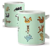 Tazas de desayuno original para regalar adictos al yoga - Regalo para amantes de la meditación y los gatos - Gatitos haciendo poses de yoga - Cerámi