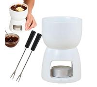 Tazas de Fondue - Tazas de cerámica de 7,4 cm | Juego de velas de té - Fundador de queso de 150 ml con 2 tenedores y vela para fiesta de boda, cena, cita, cocina práctica