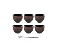 Tazas de fundición - AROMANDISE - 6 piezas - Negro y Bronce - 15 cl - Pajita de inox con filtro