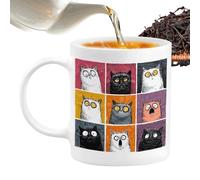 Tazas de gato para mujer, 350 ml con mango antideslizante, bonitos vasos de café, tazas de café divertidas, para té, bebida, amigos, niños, hombres, cumpleaños, vacaciones, fiesta, hogar
