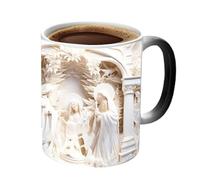 Tazas de la Natividad - Taza de café de cerámica de color cambiante | Taza divertida de la escena de la Natividad Cristiana de gran capacidad | Tazas de bebidas calientes para leche, té, ca