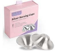 Tazas de lactancia originales de plata - Escudos de pezones para lactancia materna - Bebe esencial para calmar y proteger los pezones de lactancia - Plata 925 (tamaño X-L)