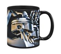 Tazas de motor - Taza de herramientas mecánicas negra | Tazas de té grandes | Taza de cerámica para mecánicos | Taza divertida para beber | Vasos para whisky, , vino, cerveza, sopa, hombres, niños
