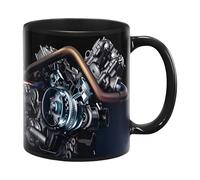 Tazas de motor - Tazas de té grandes | Taza de herramientas mecánicas negra | Taza de cerámica para mecánicos | Taza divertida para beber | Vasos para whisky, , vino, cerveza, sopa, hombres, niños