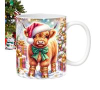 Tazas de Navidad a granel,Tazas de café de Navidad, Taza de vaca de cerámica Tazas de café de vacaciones, Accesorios de Navidad, taza de vaca para café caliente, té frío, amigos, familia