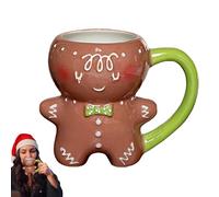 Tazas de Navidad, botella de agua ergonómica de pan de jengibre, taza de café de cerámica de 280 ml, para viajes, té, Halloween, mujeres, otoño, niños, hombres, heladas