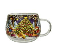 Tazas de Navidad - Vaso de vidrio para bebidas navideñas, taza de café transparente de Navidad de 300 ml, vasos festivos para vino con leche, cacao caliente, taza de temporada para el hogar, cocina