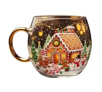 Tazas de Navidad - Vaso de vidrio para bebidas navideñas, taza de café transparente de Navidad de 300 ml, vasos festivos para vino con leche, cacao caliente, taza de temporada para el hogar, cocina
