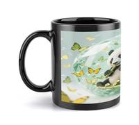 Tazas de Panda de Tormenta de Cristal Verde, lindas tazas de cerámica con asa grande, taza novedosa de 12 oz para café con leche, chocolate caliente, té, elegantes tazas para uso diario en la oficina