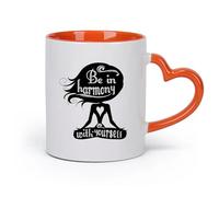 Tazas de para Café, Leche y Té Gimnasia Yoga Armonía Contigo Mismo （11oz/320ml） Regalo divertido para amantes del café, mejores amigos del trabajo, compañeros de trabajo y amigos Naranja