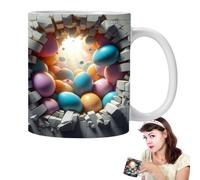 Tazas de Pascua, taza de conejo | Huevos de colores Taza de café de Pascua Bunny | Taza de café con café con café, diseño de dibujos animados lindo