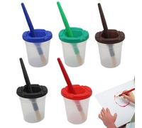 Tazas de pintura para niños - Juego de 10 piezas 8,7 x 5,7 cm 310 g - Portacolores antigoteo con pinceles - Vasos reutilizables para escuelas, aulas, actividades artísticas, proyectos educativos para