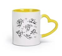 Tazas de porcelana de cerámica para San Valentín, colección Kupid, juego de ángeles (320 ml), regalo divertido para amantes del café, mejores amigos del trabajo, compañeros de trabajo y amigos.