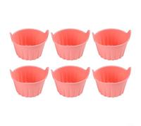 Tazas de silicona aptas para alimentos, 6 unidades, para uso en freidoras, no exteriores, resistentes al calor hasta límites de alta temperatura (rojo)