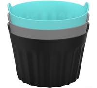 Tazas de silicona para hornear para freidora, horno, moldes reutilizables para magdalenas con asas, no aptos para cupcakes, aptos para lavavajillas, 6,5 cm (3 (negro)