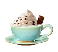 Tazas de sopa con asas - Vasos de porcelana esmaltada, alterados al horno, juego de platillos para tazas de café artesanales clásicos | Vajilla apta para lavavajillas en microondas para los ama