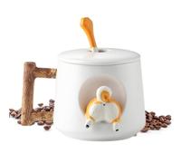 Tazas De Té Con Cuchara | Tazas Para Perros Para Los Amantes De Los Perros | Taza De Café De Cerámica Con Tapa Y Cuchara Surtida, Taza De Fantasía Con Patrón De Perro 3D De 420ml Para Té, Leche